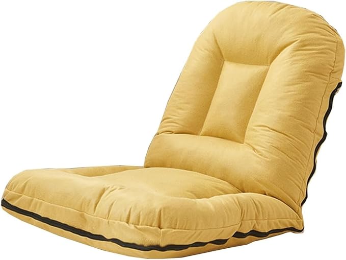 ELEFOCUS Floor Chair with 5 Positions Adjustable Folding Floor Gaming Chair with Back Support Foldable Lazy Sofa for Living Room(Yellow)
