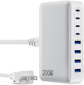 USB C Charger 200W USB C Charger BlockUpgraded GaN III 8-Port Fast Charging Station HubPD 65W Laptop Charging Adapter Compatible with MacBook Pro/AirDELLSteam DeckiPhone 16/15/14Galaxy S23/22
