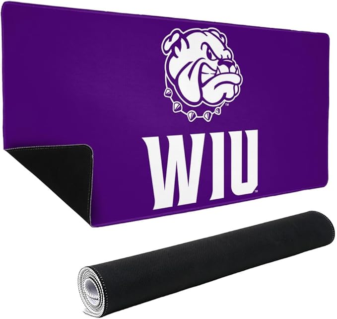 Western Illinois University Leathernecks Logo Large Gaming Mouse Pad Desk Mat with Stitched Edges Non-Slip Base for Gamer Home and Office 31.5 x 15.7