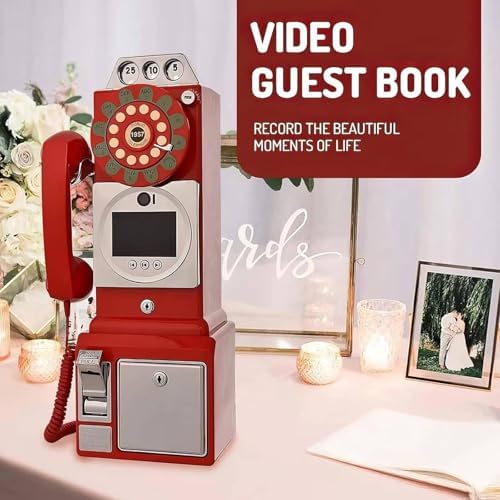 Vintage Video Guestbook Phone - 1080p HD Auto-Recording 32GB Storage 70H Capture 7H Battery - Ideal for Engagements Anniversaries &amp Special Events Black Memory Keeper