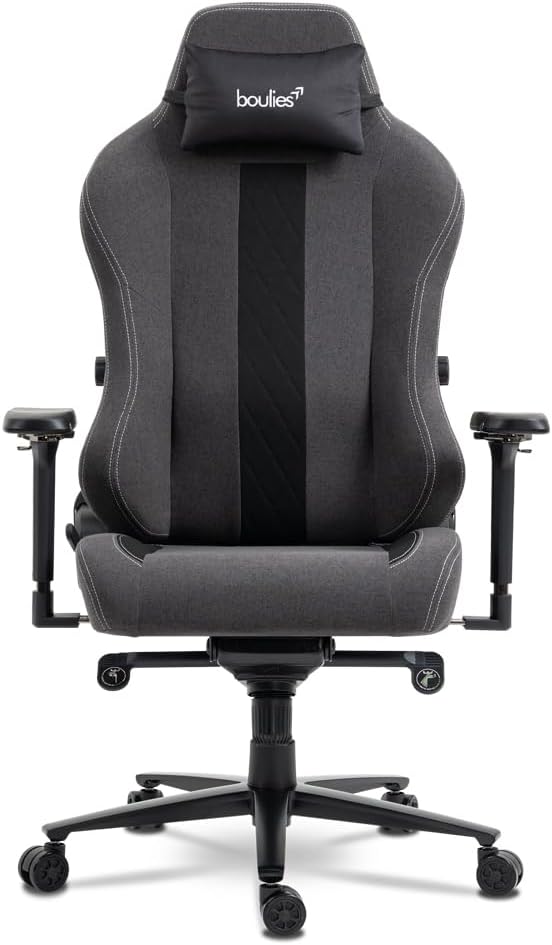 boulies Master Gaming Chair Ergonomic Office Chair for Adults with 4D Armrests Comfortable Computer Chair for Home with Adjustable 4-Way Built-in Lumbar Support (Charcoal Grey Max)