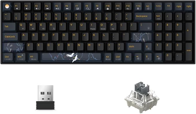 Newmen GM1000 Wireless Mechanical Gaming KeyboardBluetooth 2.4G/Wired Hot Swappable Custom KeyboardRGB Backlit Mechanical Keyboards with Num Pad for Mac/Win (Blueblack Keycaps-G Silver Switch)