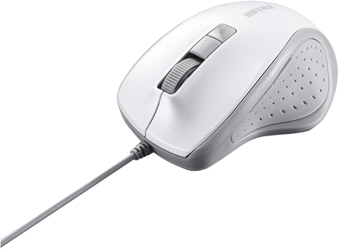 BUFFALO BSMBU308WH Wired BlueLED Silent 5-Button Mouse White