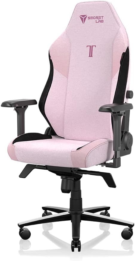 Secretlab Titan Evo Plush Pink Gaming Chair - Reclining - Ergonomic &amp Comfortable Computer Chair with 4D Armrests - Magnetic Head Pillow &amp 4-Way Lumbar Support - Small - Pink - Fabric