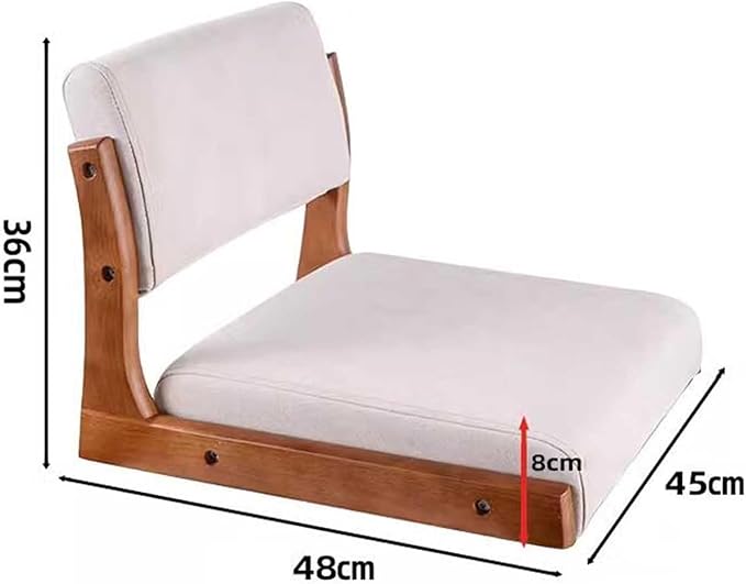 ELEFOCUS Legless Tatami Chair with Back Support Japanese Style Portable Floor Chair Home Bay Window Lazy Backrest Chair(Walnut Black)