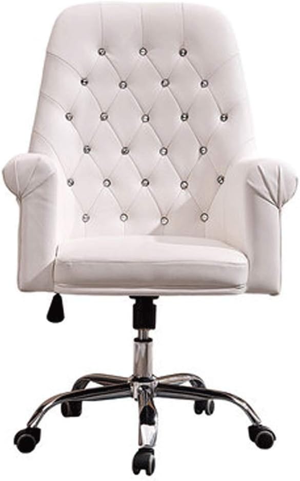 YYDS Chair Girl Gaming Chair Rotatable Lift Computer Chair with Fixed Armrest for Bedroom and Living Room Ergonomic Office Chair Ergonomically (Color : White)