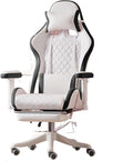 Computer Chair Chairs Gaming Chair Ergonomic Leather Chair Home Office Comfortable Game Swivel Chair Gamer Live Computer Chair Chair (Color : White Black Pedal)