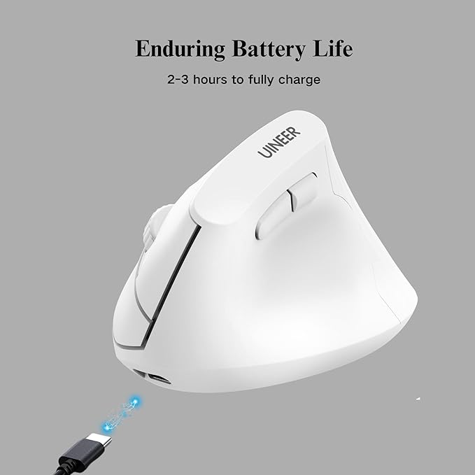 Ergonomic MouseWireless MouseBluetooth Vertical Mouse with BT5.0/4.0/2.4G Rechargeable with Battery IndicatorErgonomic Design for Comfort and Reduced Wrist Strain for HomeOffice Use(White)
