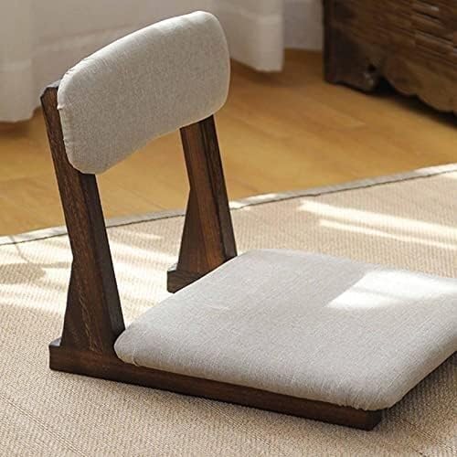 ELEFOCUS Japanese Style Solid Timber backrest Chair Home Tatami seat Comfortable Sofa Japanese Style Solid Timber Floor Chair(Charcoal Burner 2)
