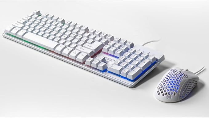 Skytech Gaming Classic RGB Gaming Mouse &amp Keyboard Combo Customizable Chroma RGB Lighting Max 6200 DPI &amp 104 Keys USB Wired Mouse &amp Keyboard Ergonmic Comfortable Feel Design Color Whit