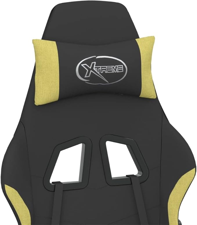 Massage Gaming Chair Computer ChairErgonomic Gaming ChairSuitable for Work Rest Playing Computer Games Watching Performanceswith Footrest Black and Light Green Fabric