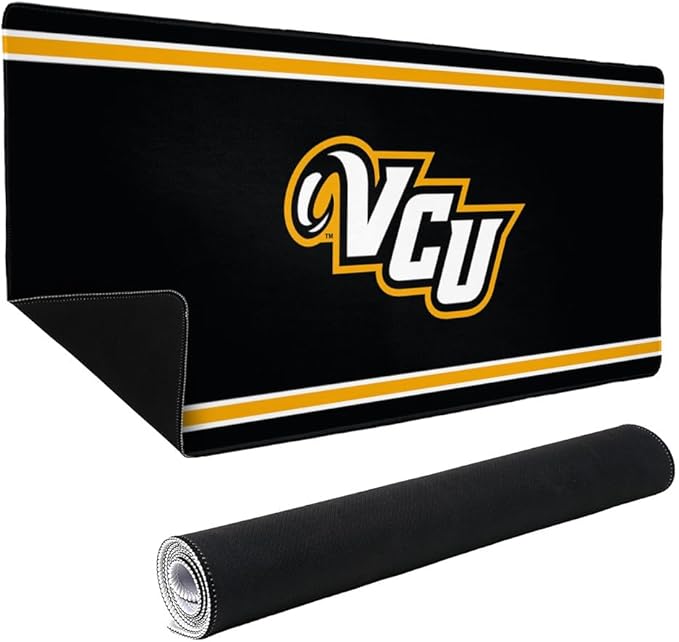 VCU Rams Primary Logo Stripes Large Gaming Mouse Pad Desk Mat with Stitched Edges Non-Slip Base for Gamer Home and Office 31.5 x 15.7