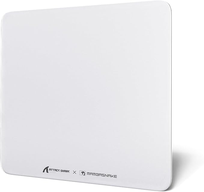 Attack Shark CM05 Contour Glass Gaming MousepadNano-Micro-Etched TextureSmooth Glass SurfaceHigh AccuracyFast-MovingAnti-Scratch PU Leather Super Non-Slip BaseLarge Size(450×400mm)White