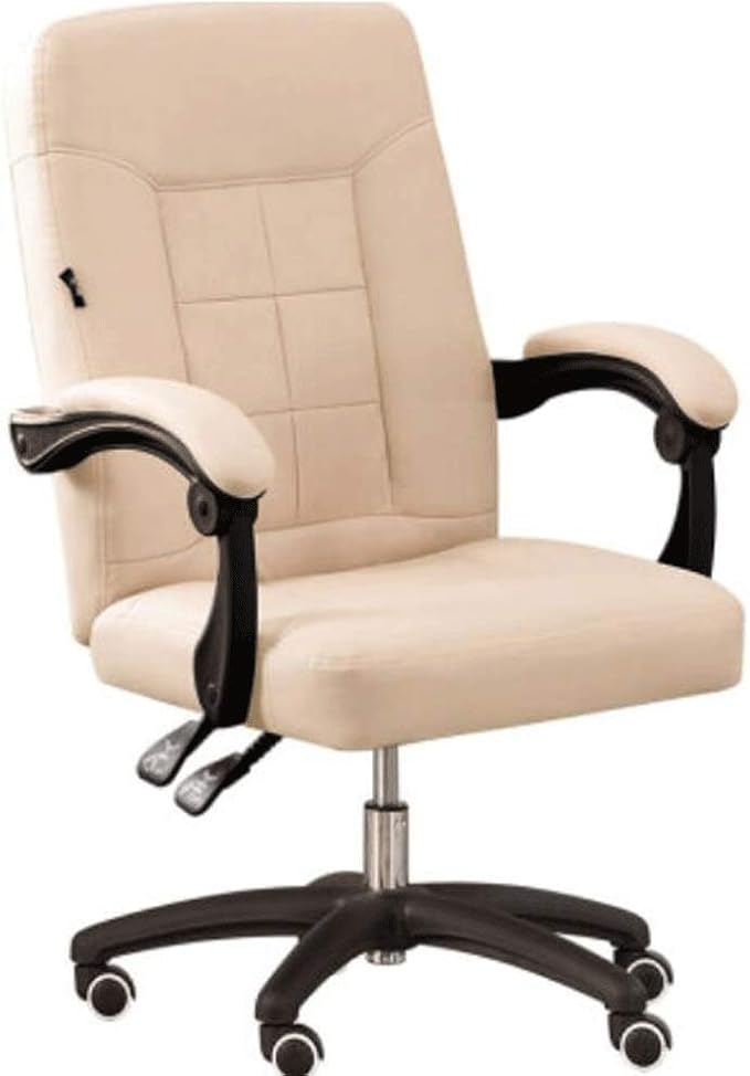 YYDS Chair Fashion Gaming Chair Girls Executive Ergonomic Home Office Live Esports Chair High-Back Swivel Chair with Fixed Armrest Ergonomically (Color : Beige Size : Nylon feet)