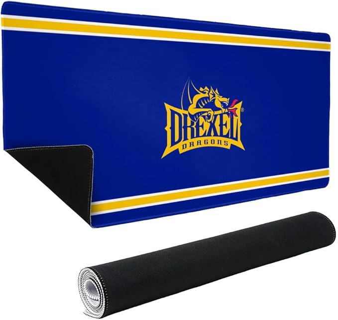 Drexel University Dragons Primary Logo Stripes Large Gaming Mouse Pad Desk Mat with Stitched Edges Non-Slip Base for Gamer Home and Office 31.5 x 15.7