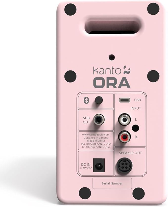 Kanto ORAMP 100W Powered Reference Desktop Computer Speakers with Bluetooth 5.0 and USB-C Input | Bi-Amplified | 100 Hz Automatic Crossover | Reference Quality Sound | Pair | Pink