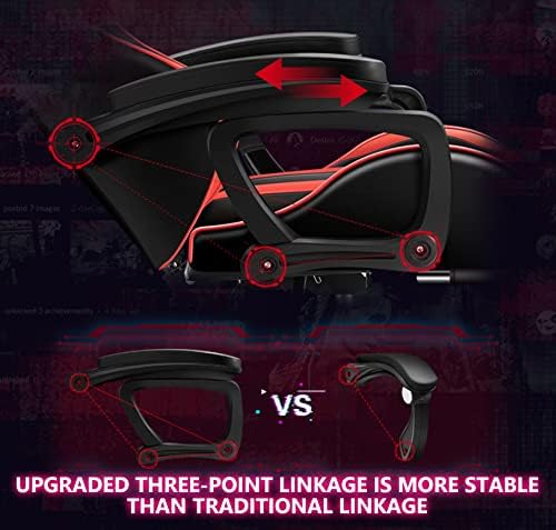 Gaming Chair with 7-Point Massage Function Ergonomic Computer Chair with Footrest and Lumbar Support Video Gaming Chair with RGB Lights and Speakers Adjustable Backrest Swivel ChairPink