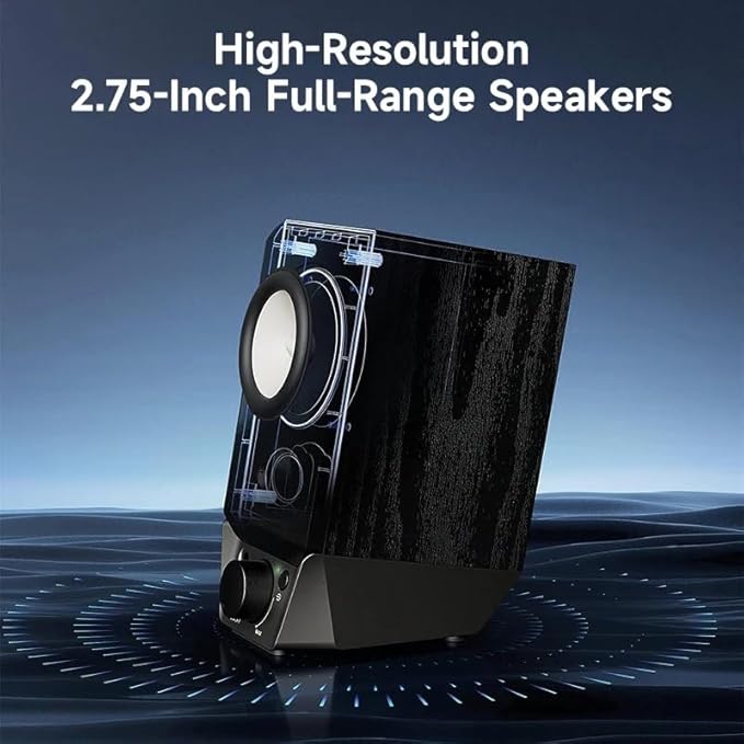 JSEIAJB Computer Speakers with V5.3 AUX Input 2W+2W Output Power Strong Bass USB-A for PC Tablet Laptop