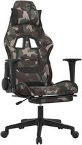 vidaXL Gaming Chair Gaming Chair with Footrest Adjustable Swivel Recliner Computer Chair for Office Modern Style Camouflage and Black Fabric