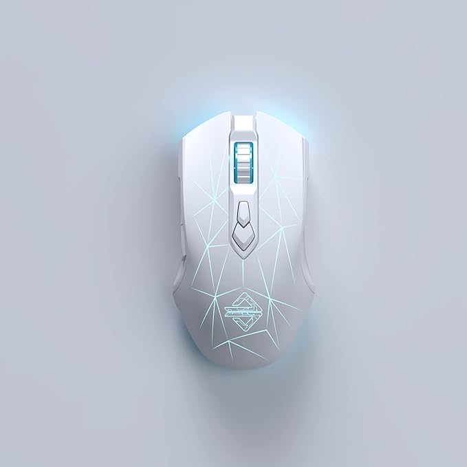 AJ52PRO Watcher 2.4G Wireless/ Bluetooth 5.0/ Wired Gaming Mouse 10000 DPI Programmable 7 Buttons Ergonomic LED Backlit USB Gamer Mice Computer Laptop PC for Windows Mac Linux OS Star White