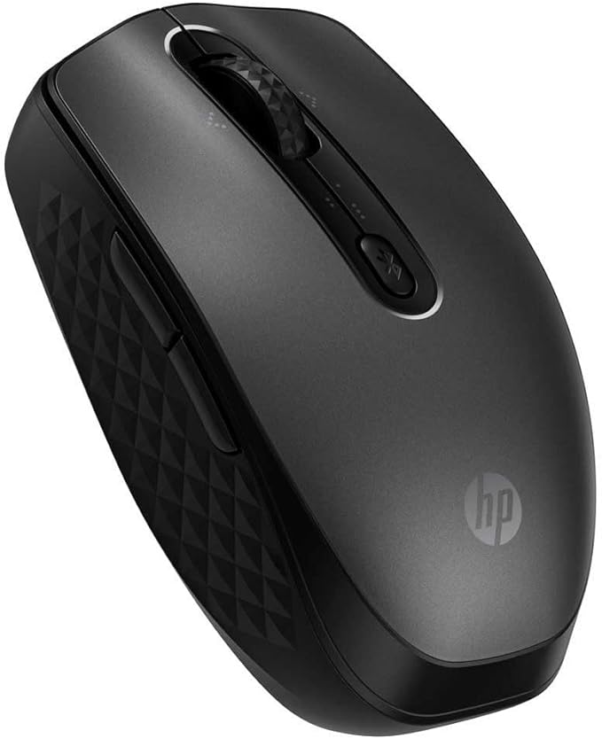HP 690 Rechargeable Wireless Mouse-Fast Wireless Qi-Charging or USB-C Charging Multi-Devices-3 Bluetooth connectivities Microsoft Swift Pair 4K dpi 4D tilt Wheel Metallic 6 programmable Buttons