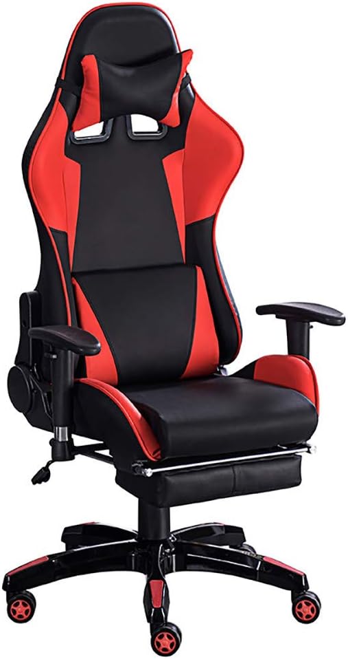 Gaming Chair with Footrest Swivel Chair with Ottoman Height Adjustment Headrest and Lumbar Support E-Sports Swivel Chair