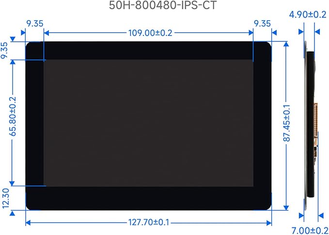 waveshare 5inch Touch DSI Display 800 x 480 IPS Screen 5-Point Capacitive Touch LCDCompatible with Raspberry Pi 4B/3B+/3A+/3B/2B/B+/A+ Compute Module3/3+/Compute Module 4