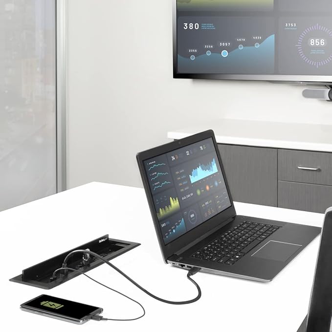 StarTech.com Conference Room Docking Station with Power/Charging Table Connectivity Box Universal USB-C Laptop Dock 60W PD 4K HDMI USB Hub Audio 2X AC Outlets 2xUSB Charge Ports TAA