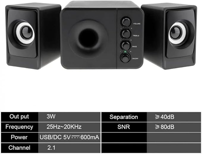 Computer Speakers for Desktop Home Theater System PC Super Bass Subwoofer Wired Computer Speaker Music Boombox Desktop Laptop TV Subwoofe(C)