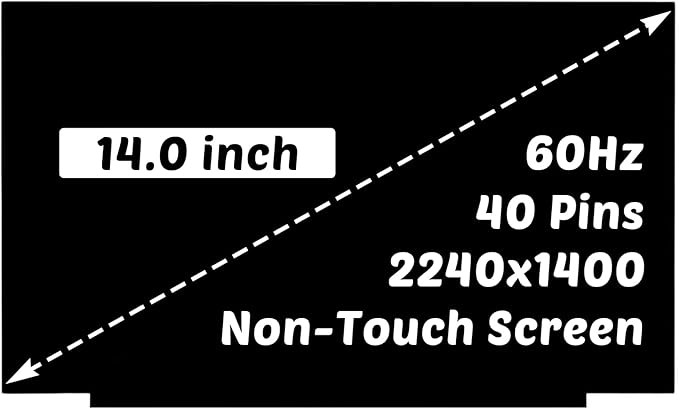 Replacement for Lenovo Thinkpad X1 Carbon 10th 11th Gen Type 21CB 21CC 21HM 21HN 14.0 inch 2240x1400 40 Pins 60HZ LCD Non-Touch Screen Display Digitizer Panel (for Non-Touch Screen Only)