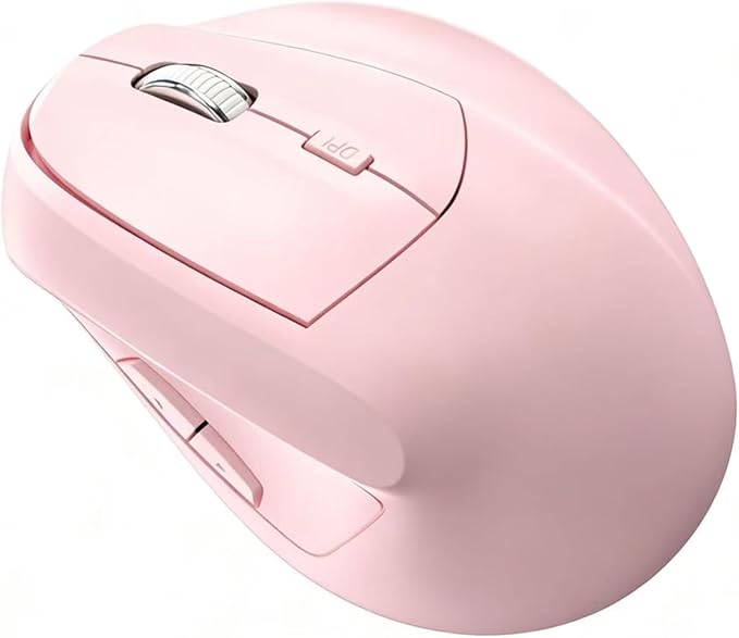Ergonomic Vertical Mouse Wireless Rechargeable Ergo Mouse for Carpal Tunnel Relief 3200DPI Adjustable 6 Buttons for PC/Laptop/Mac/Windows (Soft Pink)