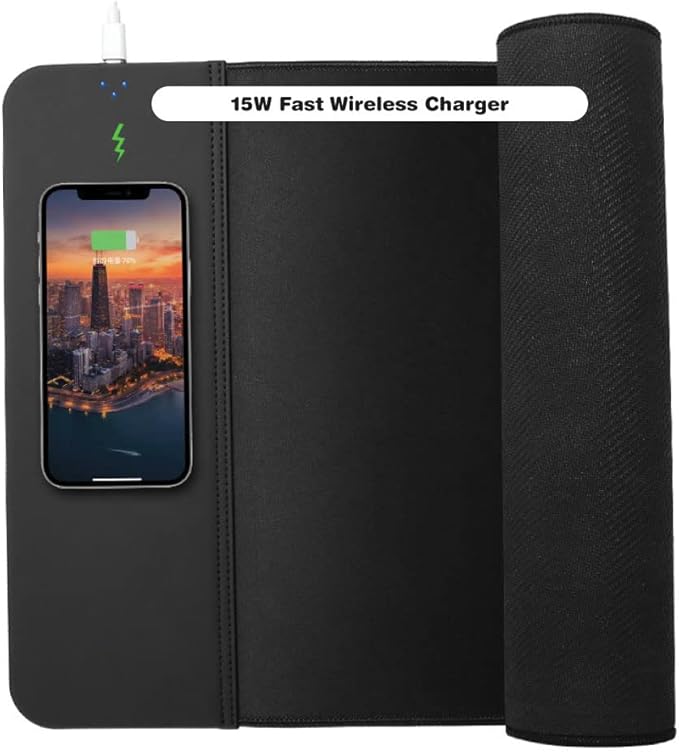 White Lunar] Wireless Charging Mouse Pad with Excel Shortcuts – 15W Fast Charger for iPhone &amp Galaxy Large Desk Mat for Windows Users Home Office Productivity &amp Gift Idea