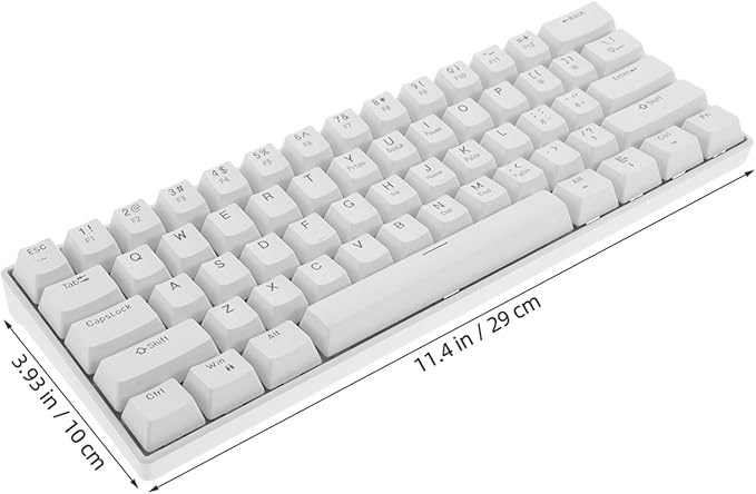 Mikikit Compact Wired Mechanical Gaming Keyboard RGB Backlit Keys White Design Ergonomic Comfort for Laptops