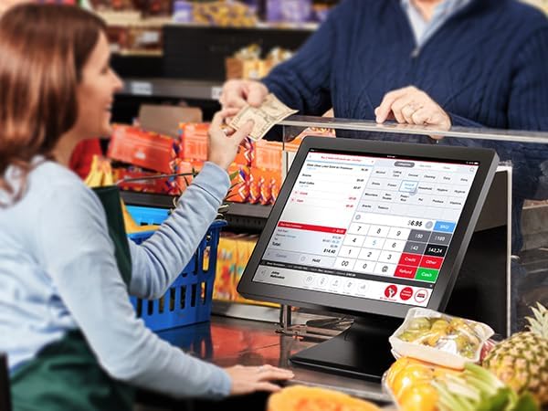 MUNBYN 17-inch POS-Touch-Screen-Monitor POS-System-for-Small-Business Multi-Touch Monitor 400 nits True Flat Seamless Capacitive LED VGA/HDMI Input for Office POS Restaurant No Driver Required