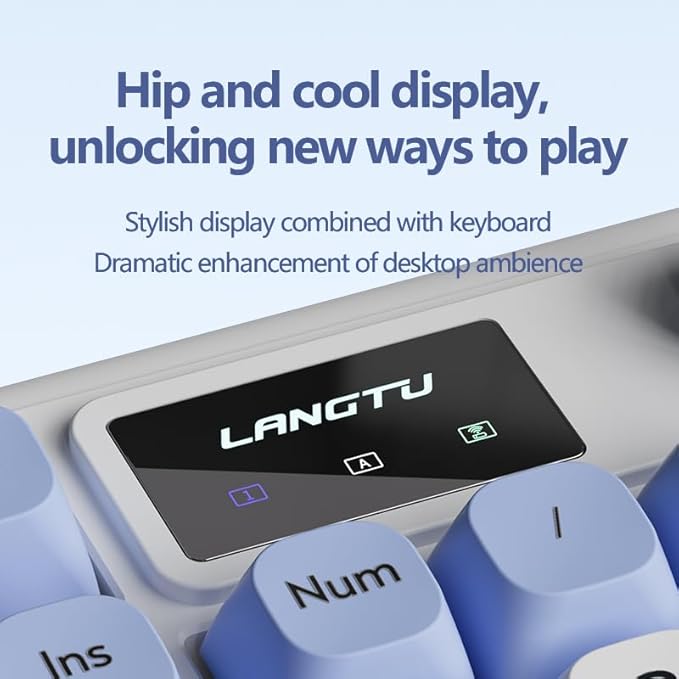L98 96% Membrane KeyboardTri-Mode Connectivity RGB BacklightsRotary Knob+ScreenGasket MountedSa Profile Keycaps98 Keys Software Programmable Gaming Keyboard for MAC/Win (Blue Purple)