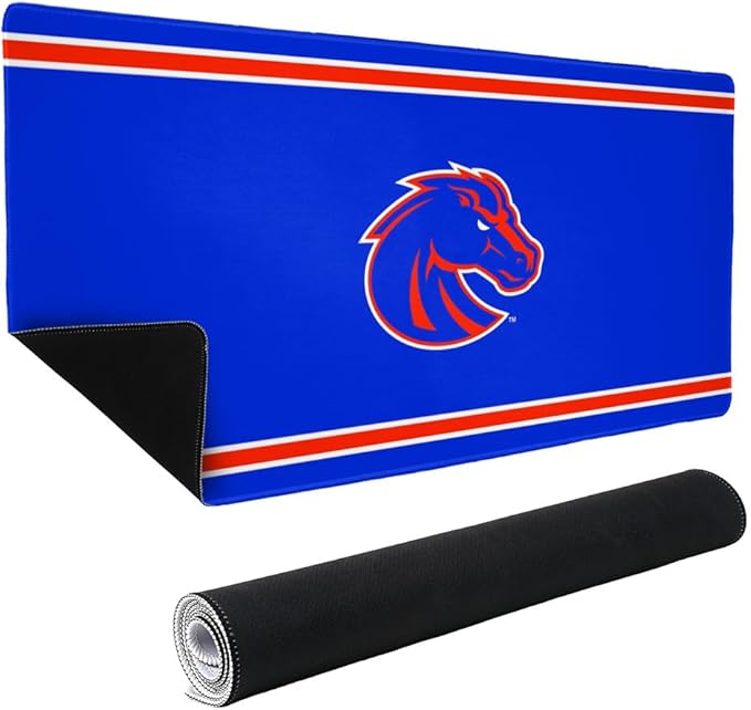 Boise State University BSU Broncos Primary Logo Stripes Large Gaming Mouse Pad Desk Mat with Stitched Edges Non-Slip Base for Gamer Home and Office 31.5 x 15.7