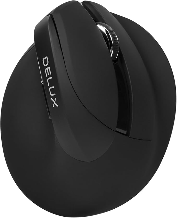 DELUX Wireless Ergonomic Mouse Vertical Mouse for Small Hands Silent Click Ergo Mouse Up to 4000 DPI 6 Buttons Rechargeable 2.4G/BT 5.2 Dual-Mode Compatible with Laptop/PC (M618MINI-Black)