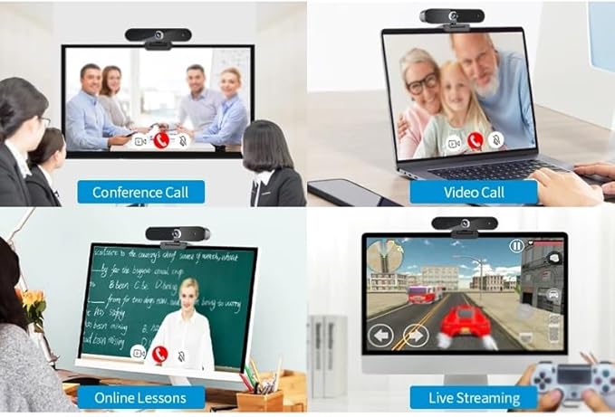 Webcam 4K Plug Play Mini Cam Pc Noise Reduction Dialogue Camera for Laptop Conference