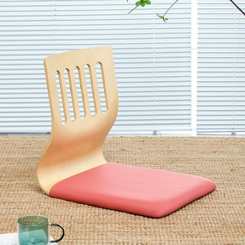 BTZHY Floor Chair Portable Tatami Chair with Back Support Meditation Floor Chair Portable Japanese Legless Chair Wooden Lazy Sofa Bay Window Balcony Living Room Chair Floor Seat 37 x