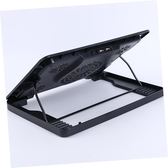 Kisangel USB Laptop Cooling Stand 5 Fans Cooler Multi-Angle Adjustable Laptop Cooler Base with Anti-Skid Heatsink for Gaming and Office Use Black