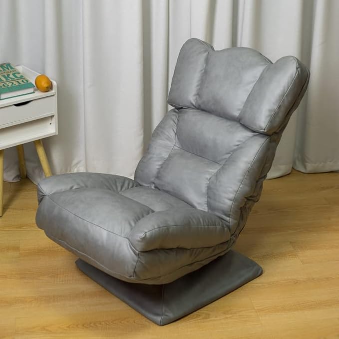 TBQATNTS Reclining Folding Floor Gaming Chair for Homehigh Back Folding 360-Degree Swivel Floor Lazy SofaChair Padded Backrest Lounger Sleeper Game Rocker for Teens AdultsA