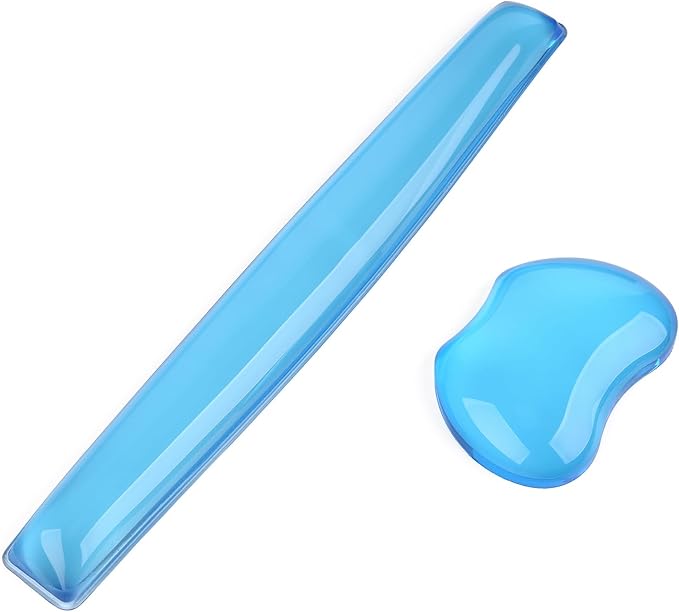 Gel Keyboard Wrist Rest Set Plus - ABRONDA Keyboard &amp Mouse Wrist Support Pad Office Computer Laptop Mac - Durable Comfortable and Pain Relief- Blue Set