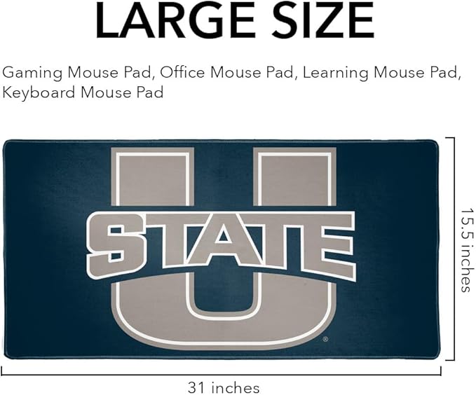 Utah State University Primary Logo Large Gaming Mouse Pad Desk Mat with Stitched Edges Non-Slip Base for Gamer Home and Office 31.5 x 15.7