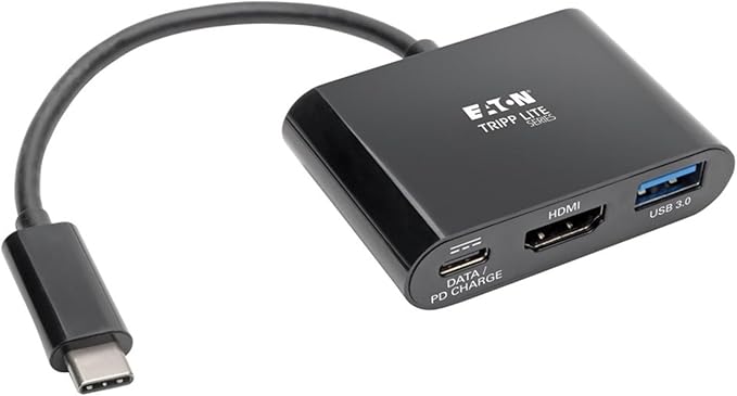 Tripp Lite USB C to HDMI Multiport Adapter Converter w/USB Hub PD Charging USB Type C 4K @ 30Hz Thunderbolt 3 Black (U444-06N-H4UB-C)