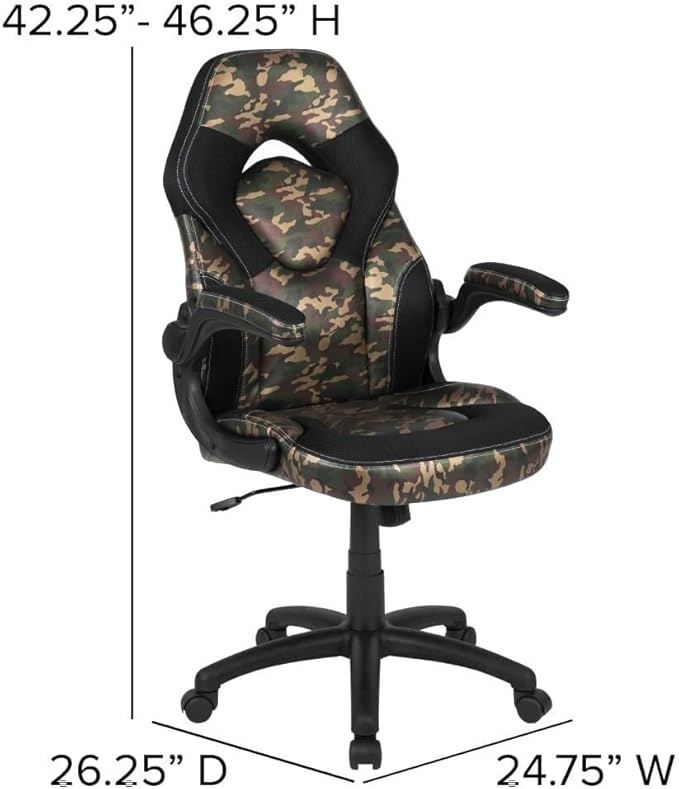 Ergonomic Office Chair Gaming Chair with Adjustable Height 360° Swivel Flip-up Arms Mesh Backrest for Home &amp Study