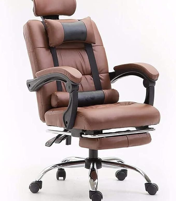 HOTRA Gaming Chair with Footrest and Massage Ergonomic Computer Game Chair High Back Computer Gamer Chair Video Gaming Chairs PC Office Chair (Color : Brown)