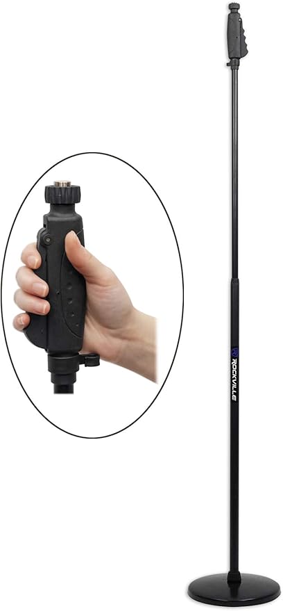 Audiosavings Bundle:(1) AKG D5S Dynamic Cardioid Pattern Vocal Microphone with On/Off Switch D5 S Mic Bundle with (1) Rockville RVMIC4 Round-Base Microphone Stand with Hand Clutch (2 Items)