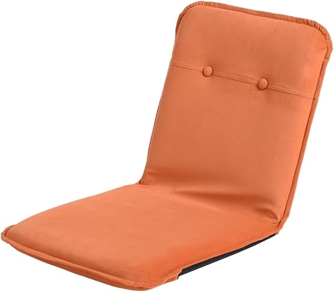 ELEFOCUS Folding Floor Chair with 5 Adjustable Positions Floor Lazy Gaming Sofa Chair Linen Fabric Padded Meditation Chairs(Orange)