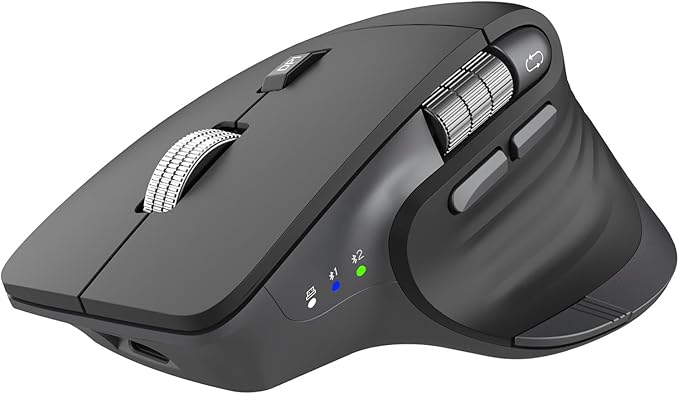 Wireless Bluetooth Mouse Ergonomic Rechargeable Silent Mouse with Multi-Device Adjustable DPI Flying Scroll &amp Thumb Wheel Bluetooth Mice for Laptop Computer Tablet Smartphone (Black)
