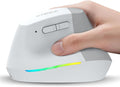 KYSONA Wireless Ergonomic Mouse Vertical Mouse Bluetooth Ergo Mouse Quiet Click 5 Level Adjustable DPI(800/1200/2400/2400/4000) Rechargeable 2.4G Mice Computer PC Mac Laptop White